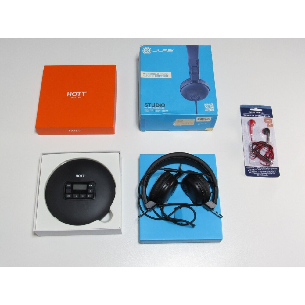 HOTT Portable CD Player Black Personal Compact Disc Player with Headphones &